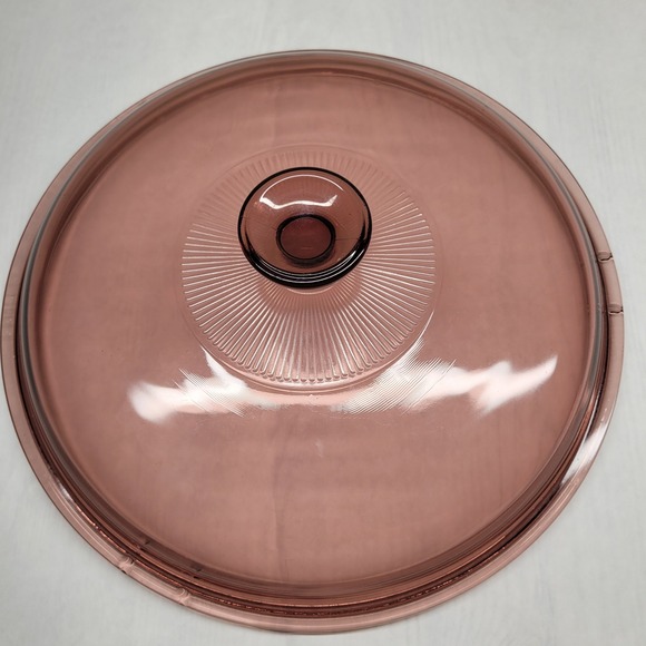Pyrex Vision Lid Cranberry Replacement Glass Cookware Pan Cover‎ Marked 24 Vtg - Picture 1 of 3